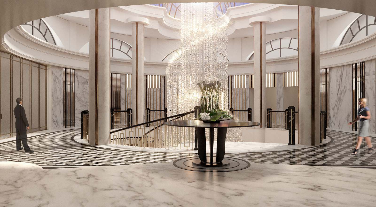 Visualizations of ground floor of Moscow Marriott Tverskaya Hotel