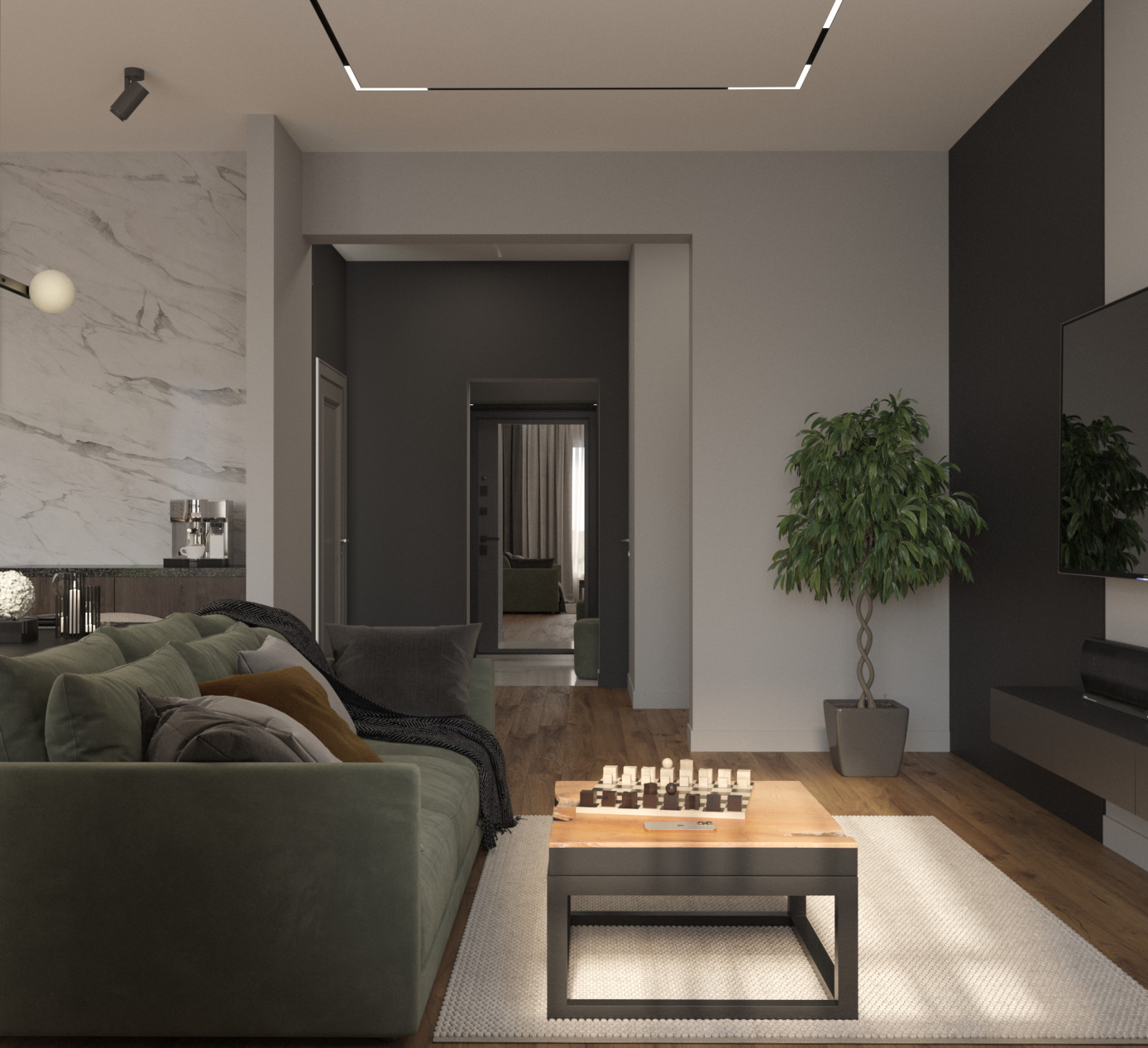 Кухня-гостиная в загородном доме