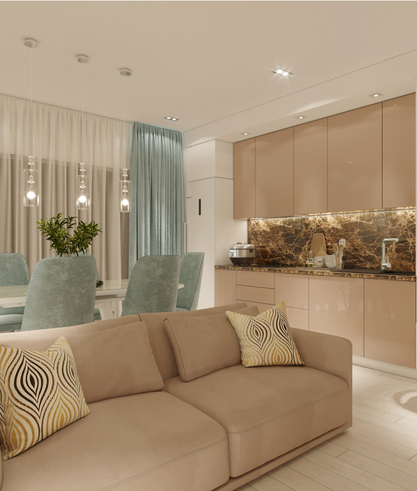 Современная кухня-гостинная