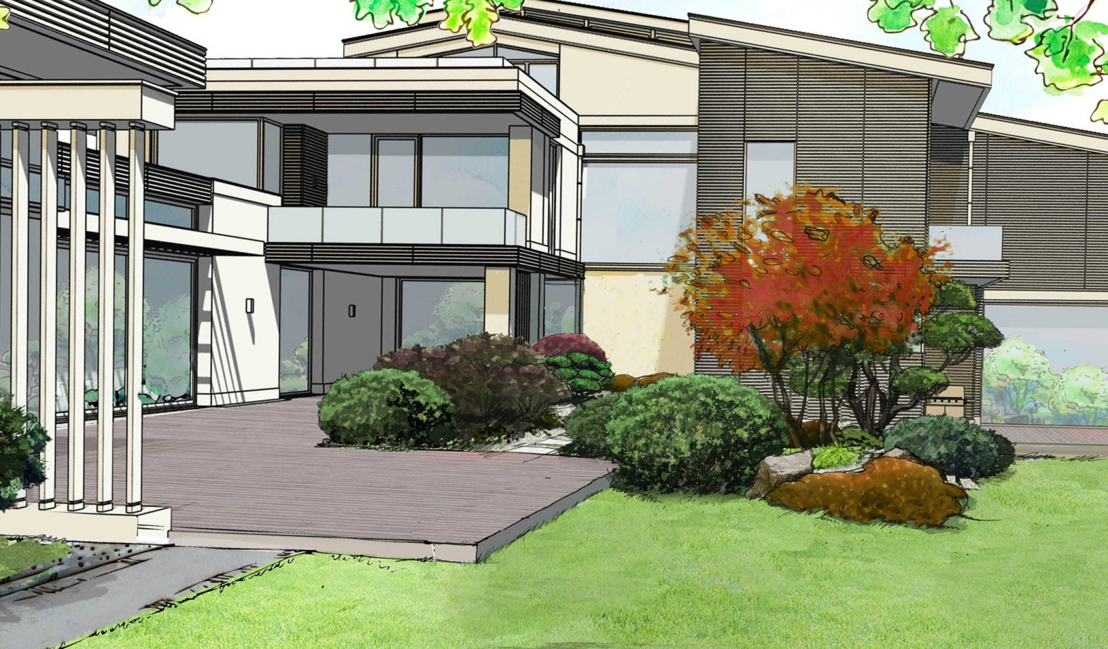 Сад на склоне с водопадом. Кристалл Истра. 2015 г