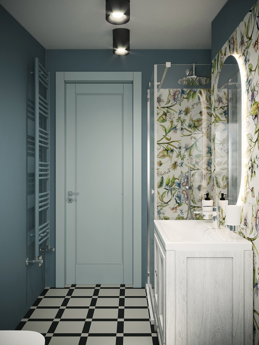 Санузел в голубых тонах