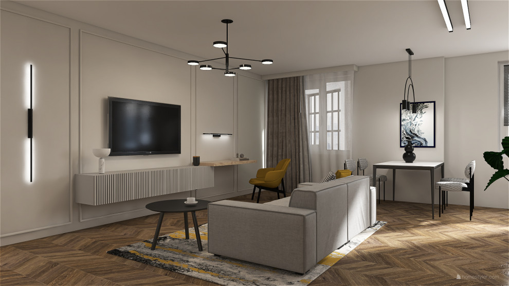 Современная трехкомнатная квартира с элементами неоклассики