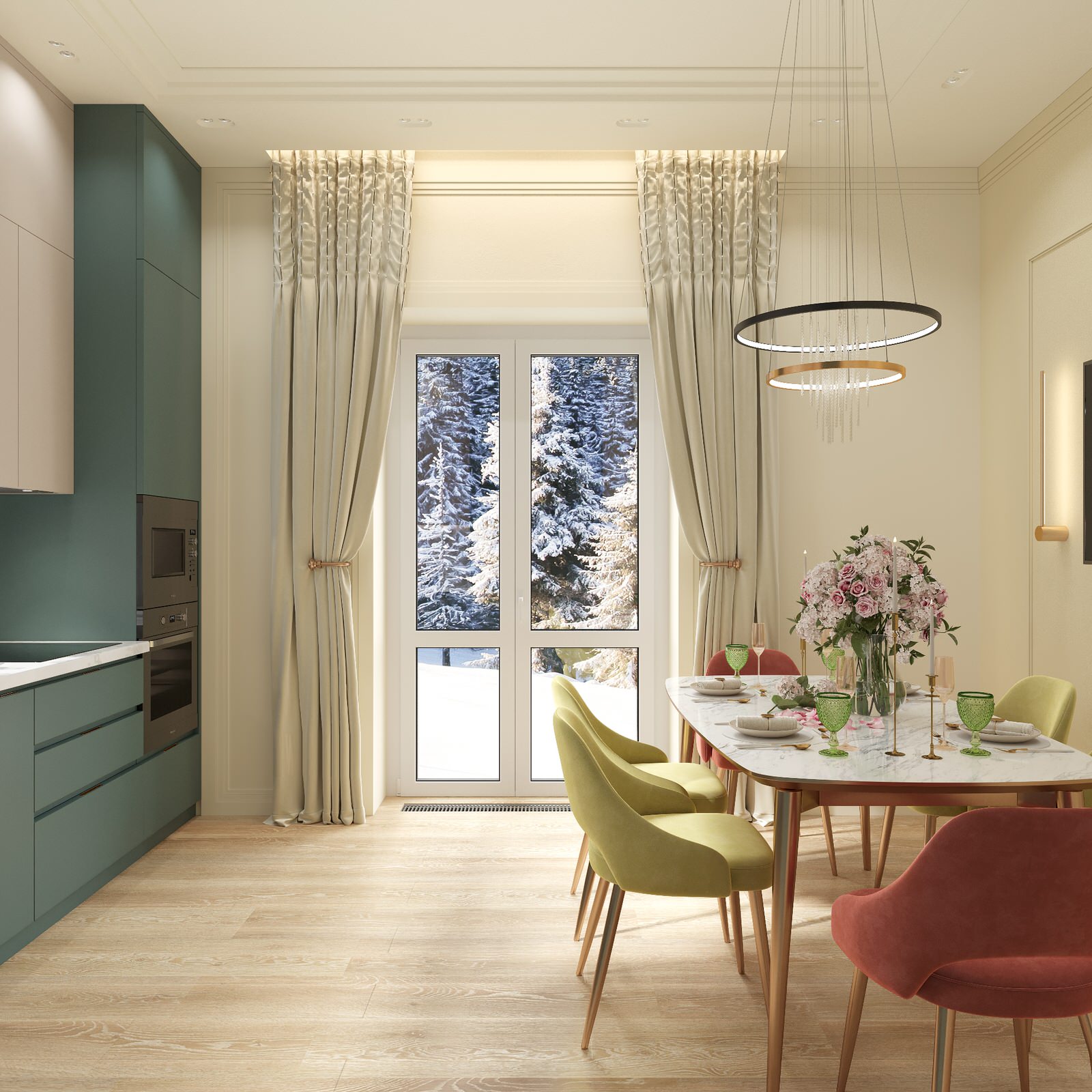 Дизайн Проект интерьера кухни в загородном доме