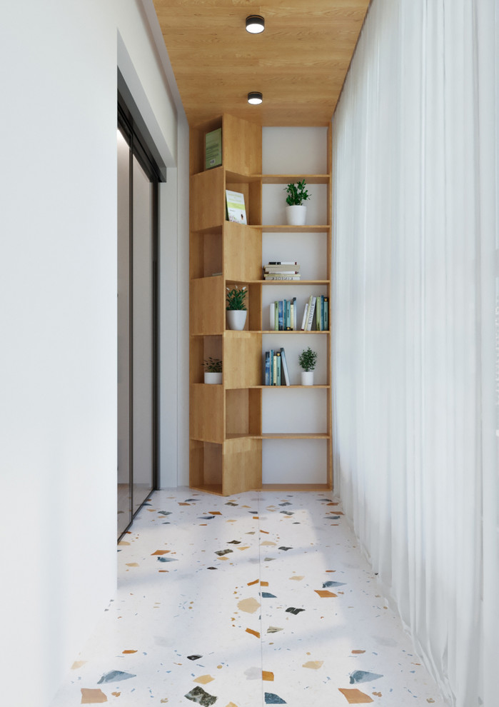 Двухкомнатная квартира с зеленой перегородкой в гостиной