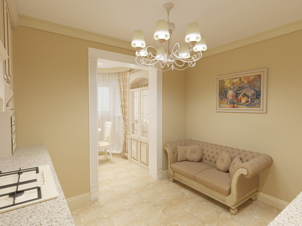 Кухня совмещенная с балконом в классическом стиле