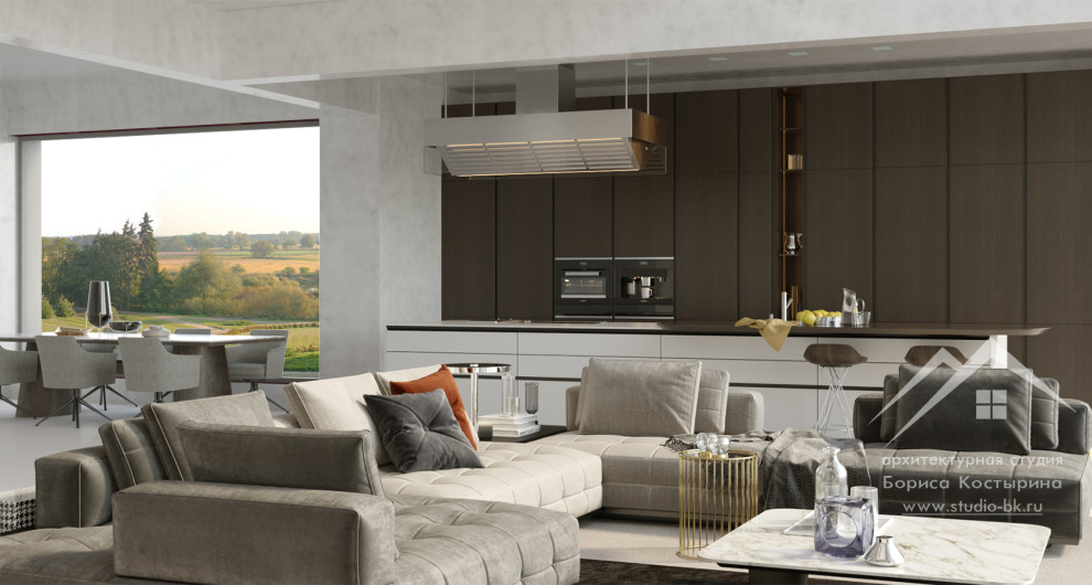 Обложка проекта: Дизайн-проект 2-этажного загородного дома в современном стиле, 400 м²