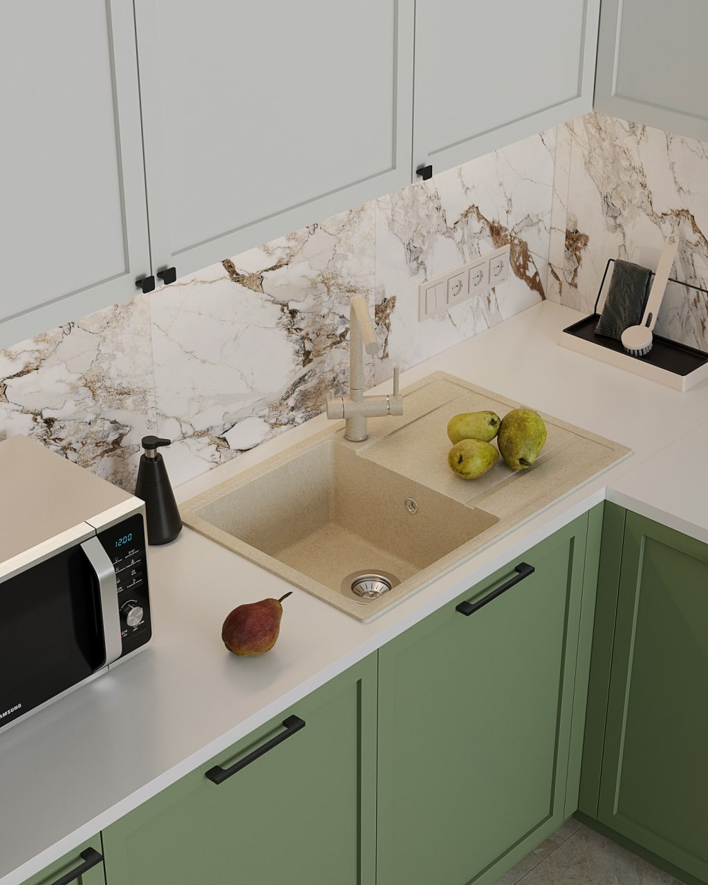 Свежая кухня в зеленых оттенках