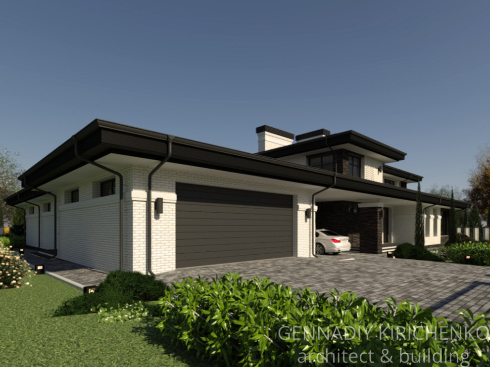 Проект двухэтажного дома в разных уровнях.