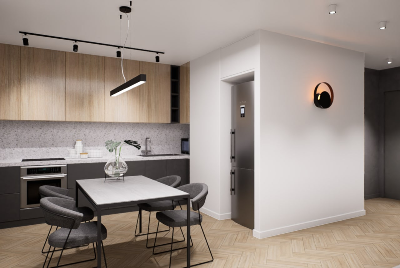 Проект интерьера квартиры со спальней-нишей