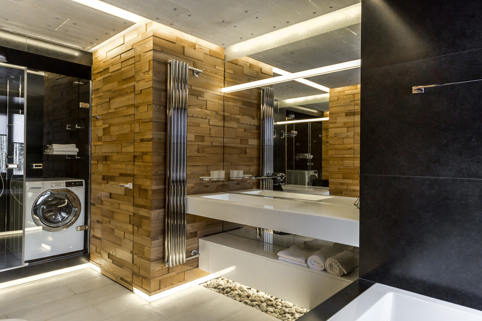 Ванная в светящемся бетоне