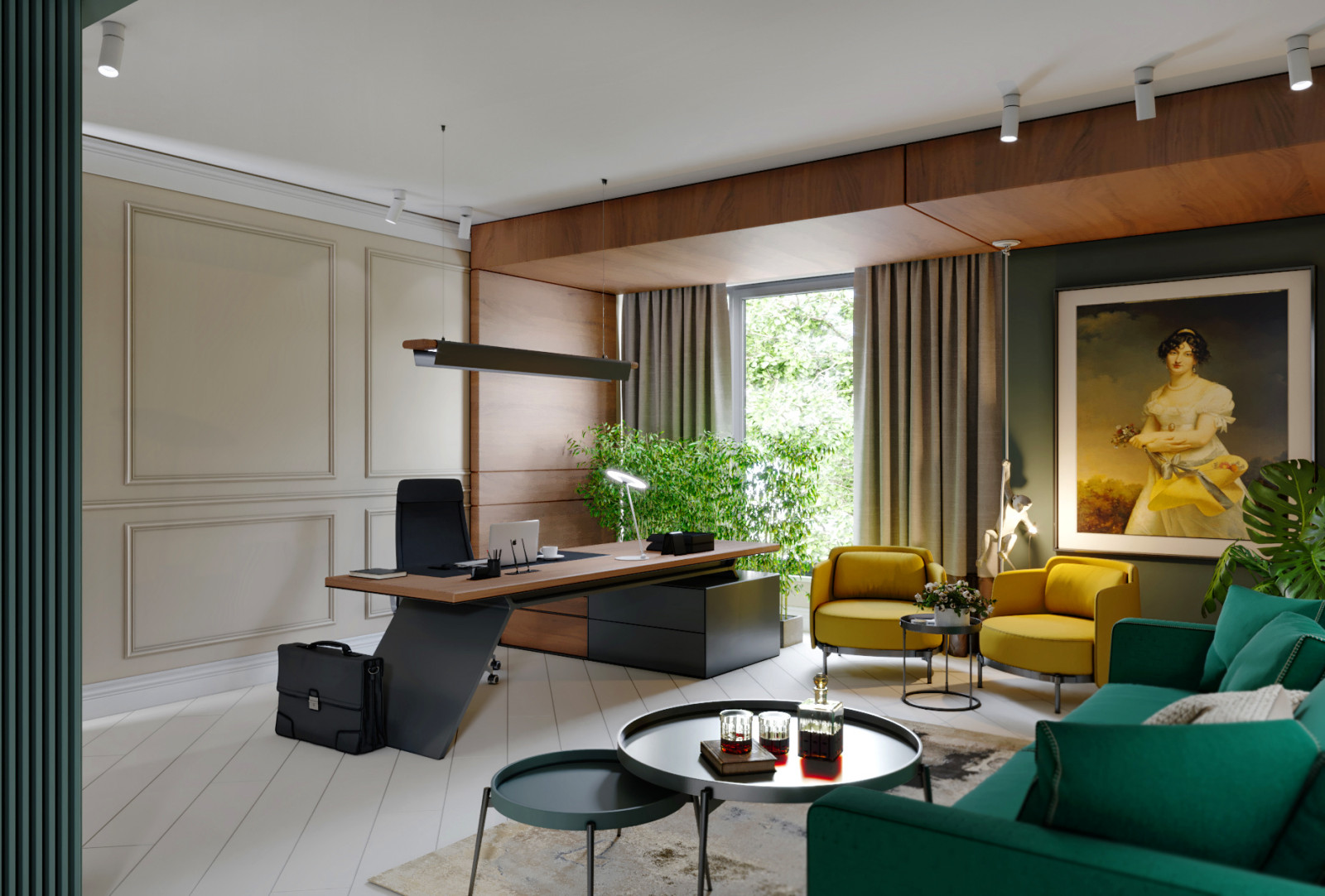 Обложка проекта: Домашний кабинет в двухуровневом пентхаусе площадью 360 м2