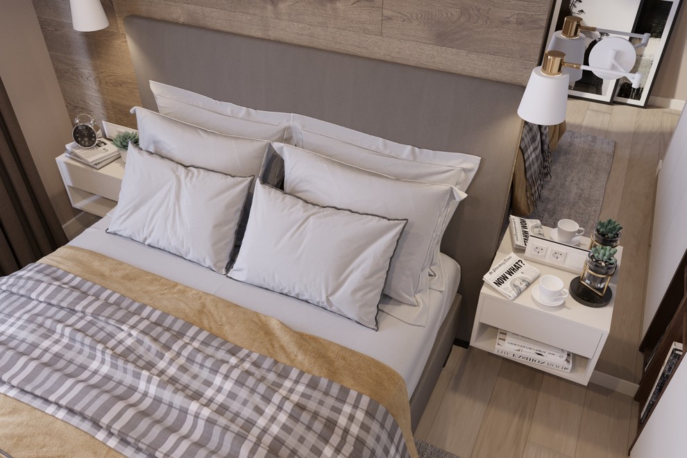 Спальня в деревянной отделке