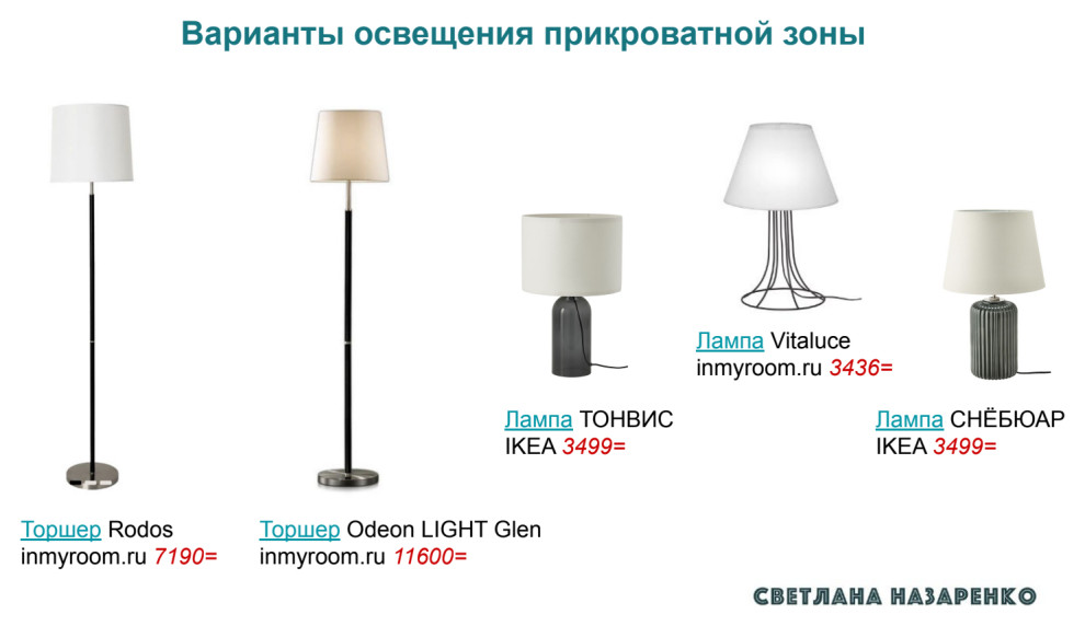 Подбор светильников для спальни