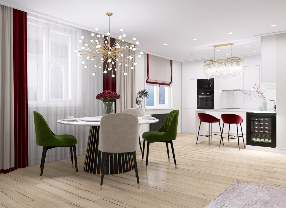 Квартира с золотыми и винными акцентами и элементами ар-деко