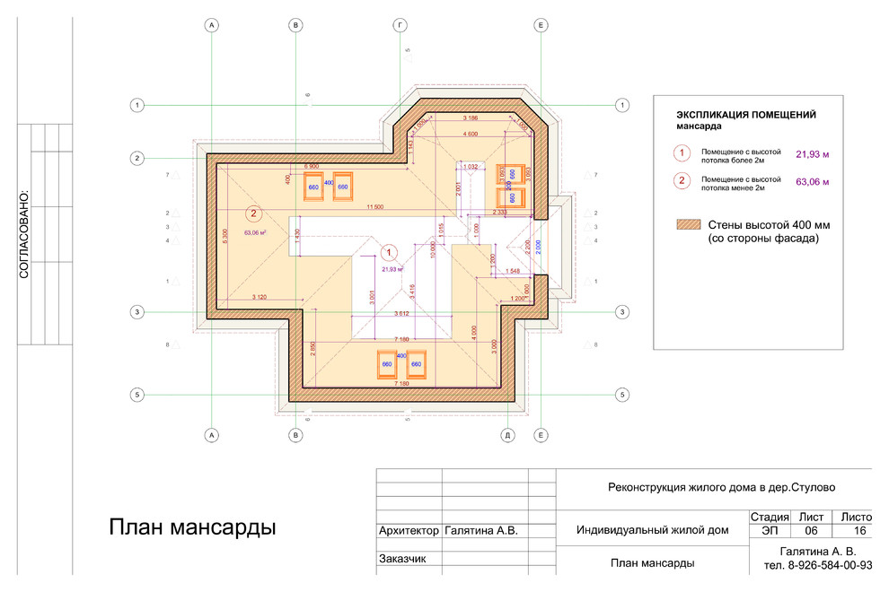 Планировка мансарды, экспликация помещений