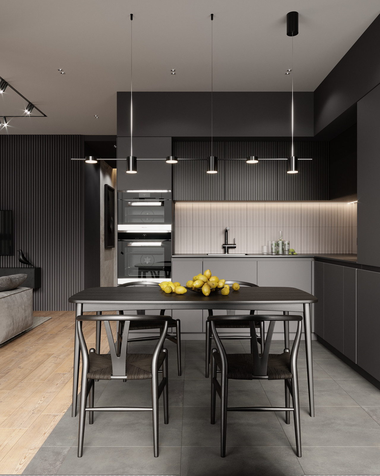 Брутальная квартира с элементами минимализма 65