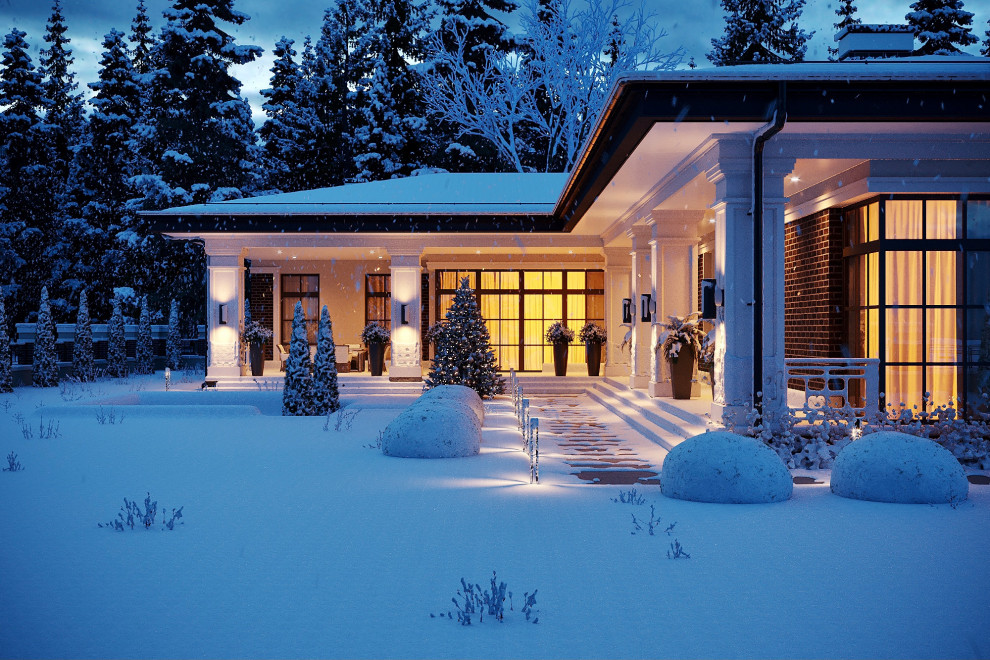 Обложка проекта: Одноэтажный дом в неоклассическом стиле в Новой Москве