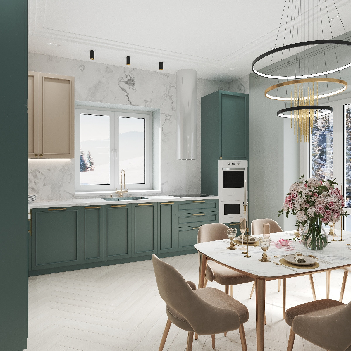 Дизайн Проект интерьера кухни в загородном доме