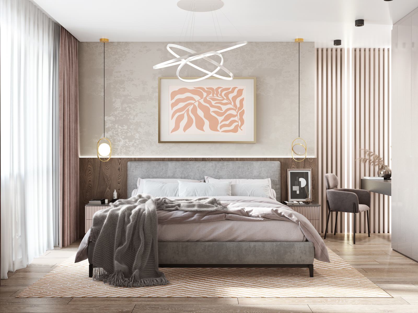 Спальня в элегантной квартире на улице Мельникайте (г.Тюмень)