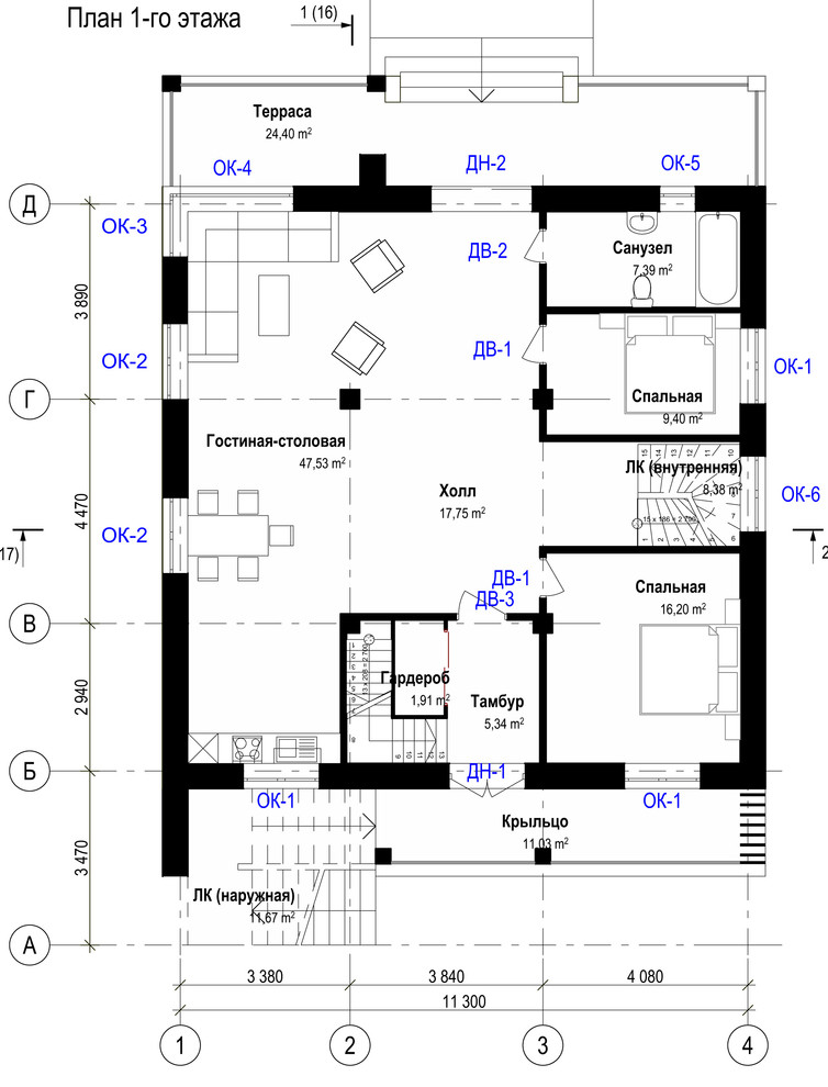 Двухэтажный дом на склоне