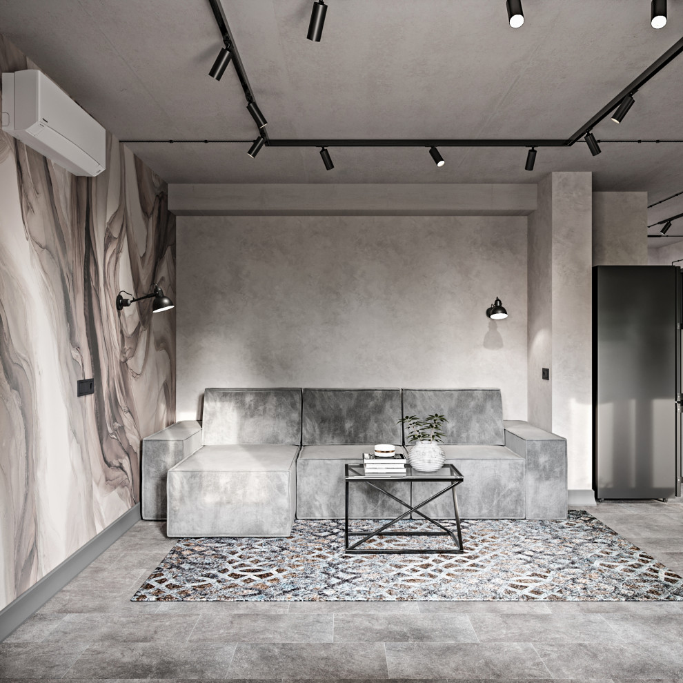 Серая квартира лофт