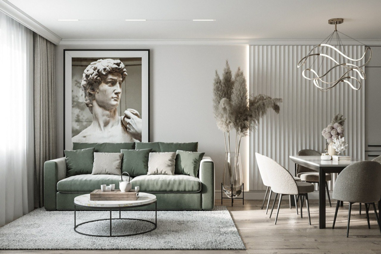 Кухня гостиная в проекте 100 кв м в ЖК Символ.