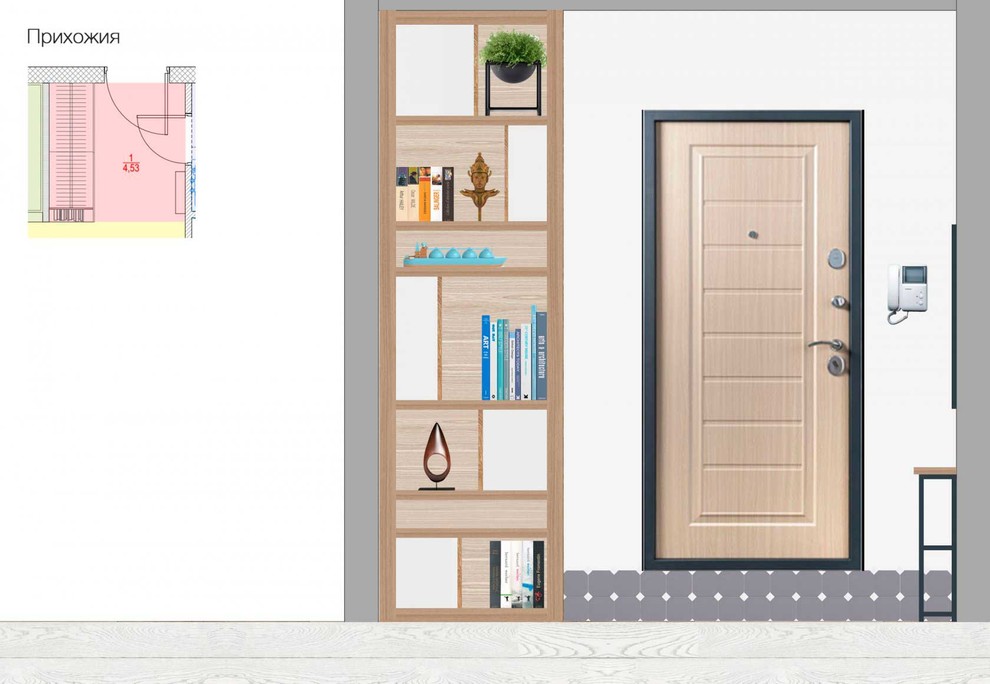 Эскизный проект квартиры студии. ЖК Лобачевский. Площадь: 50 м2.