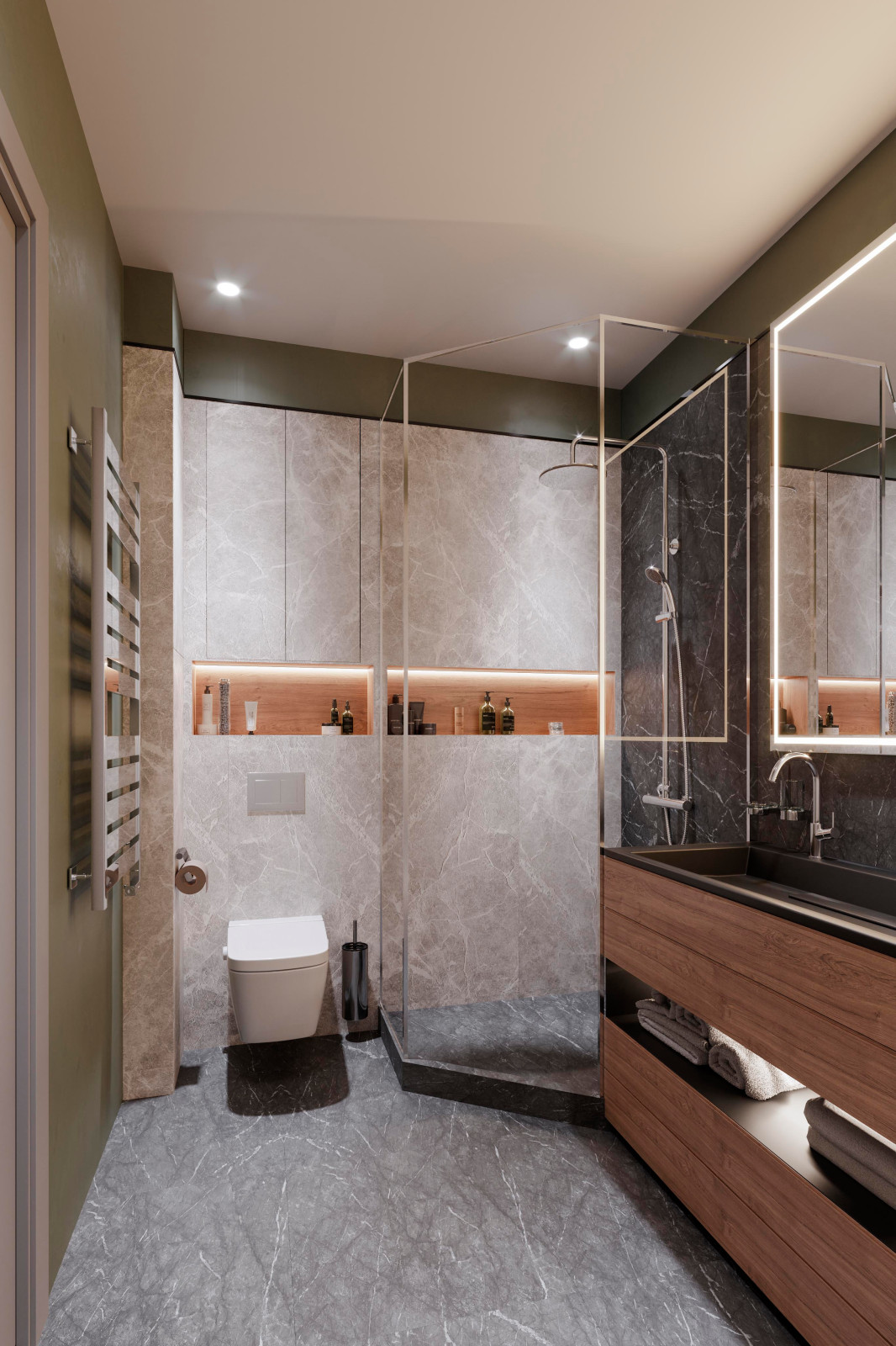 Дизайн и ремонт квартиры в ЖК «Level Амурская» — Сложный серый