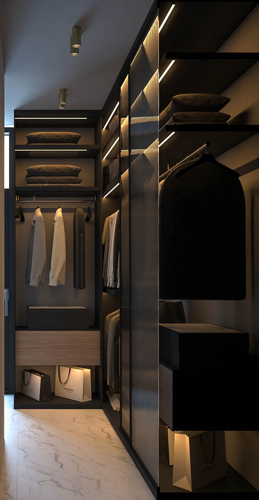 Гардеробная в проекте загородного дома Mountain House