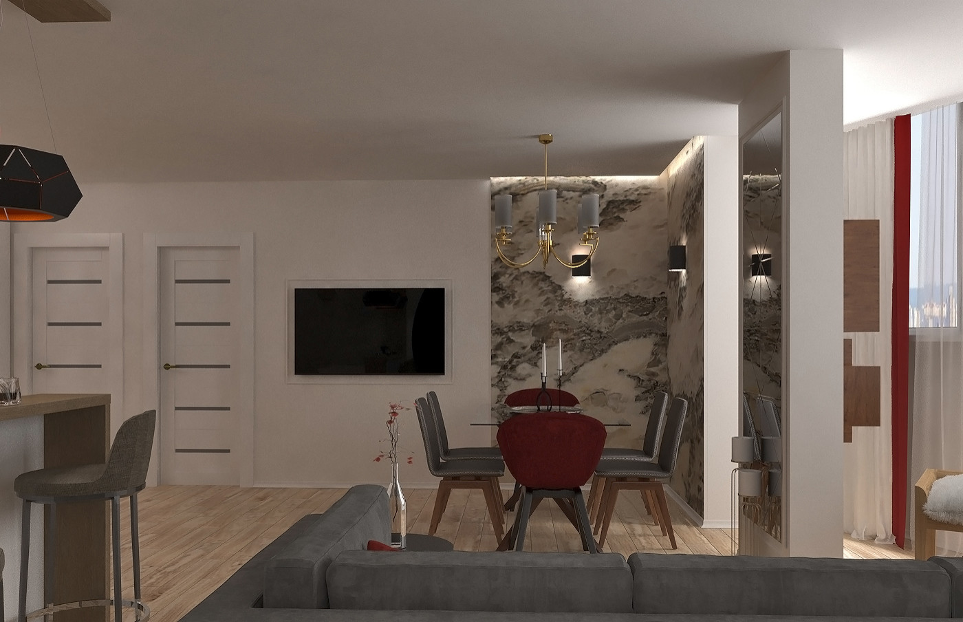 Квартира 40 м2 с элементами классики