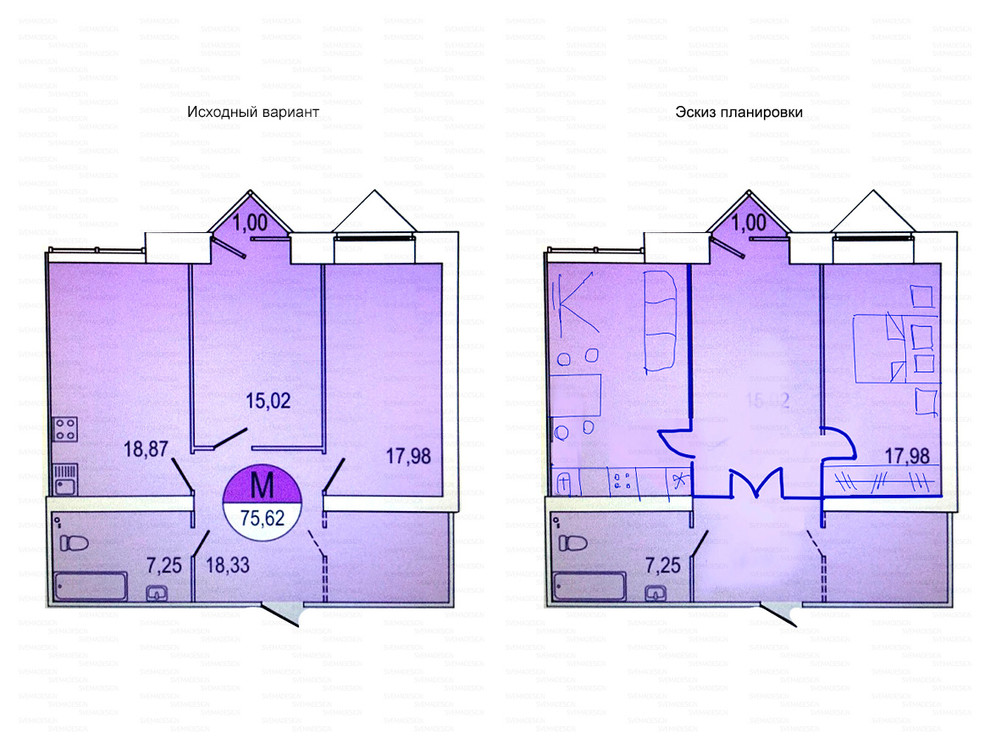 Идеи перепланировки для двухкомнатных квартир