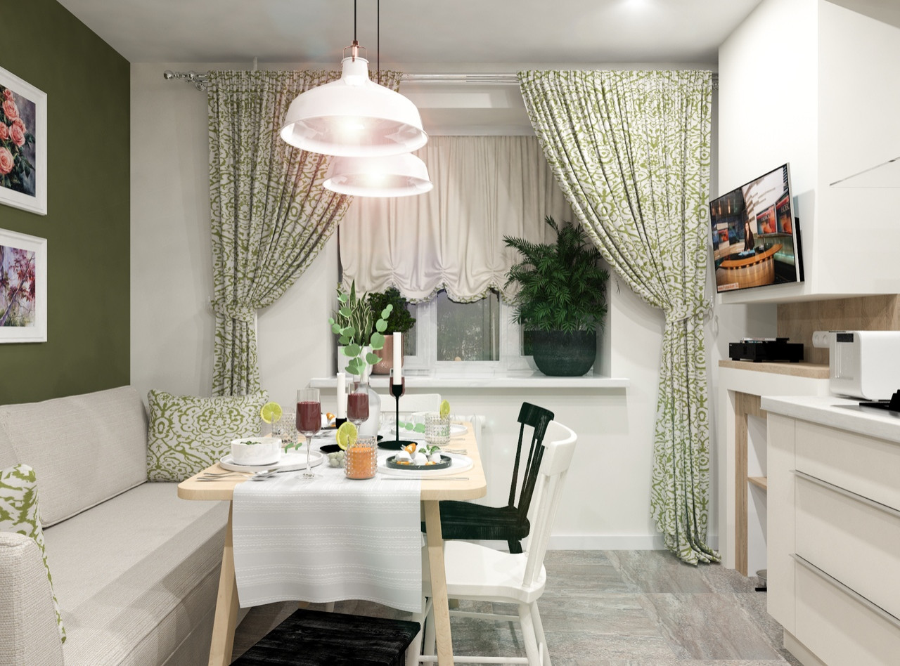 Очаровательная кухня-столовая.