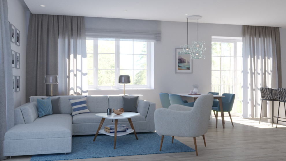 Дизайн кухни-гостиной в загородном доме