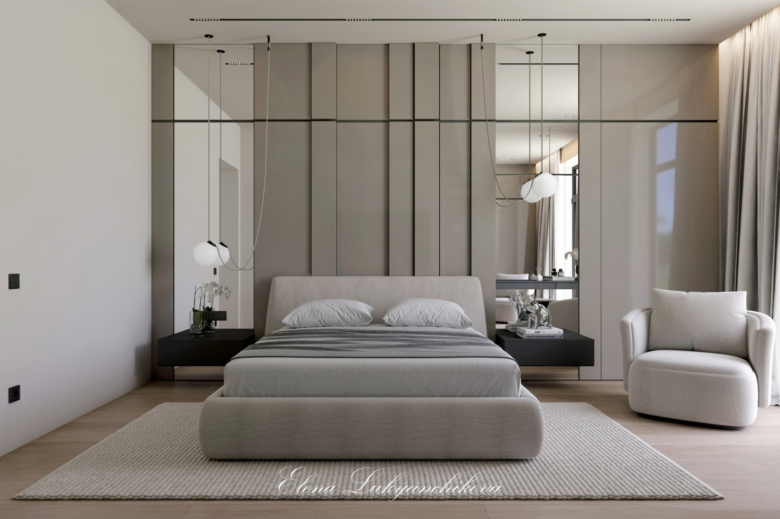 Обложка проекта: Интерьер спальни в частном доме ЛО, Гатчинский р-н. Стиль минимализм