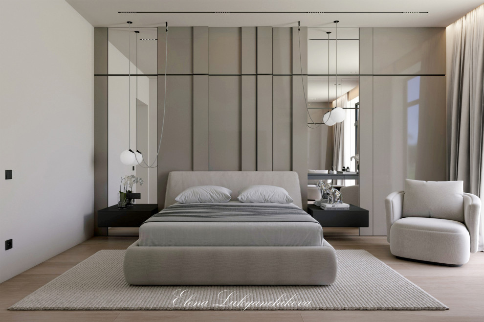 Обложка проекта: Интерьер спальни в частном доме ЛО, Гатчинский р-н. Стиль минимализм