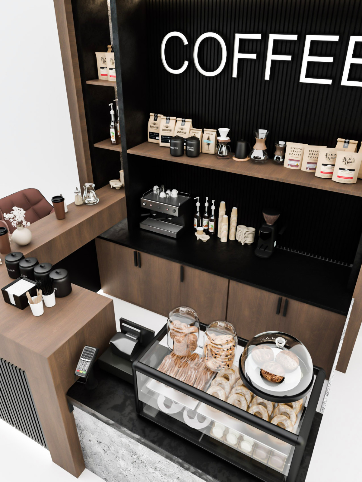 Дизайн торгового островка кофе