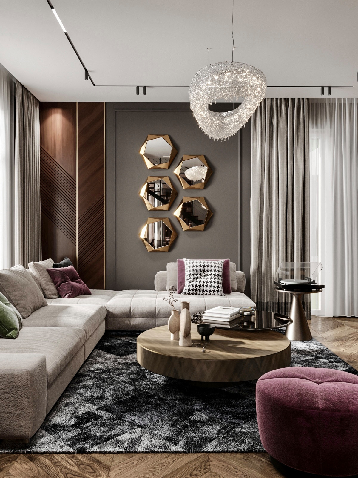 Потрясающий темный интерьер таунхауса