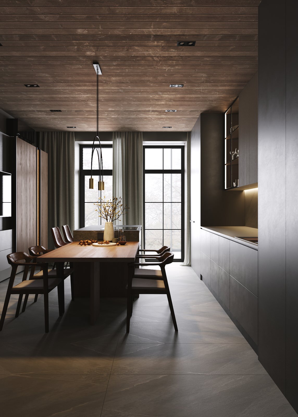 Кухня в большом доме.