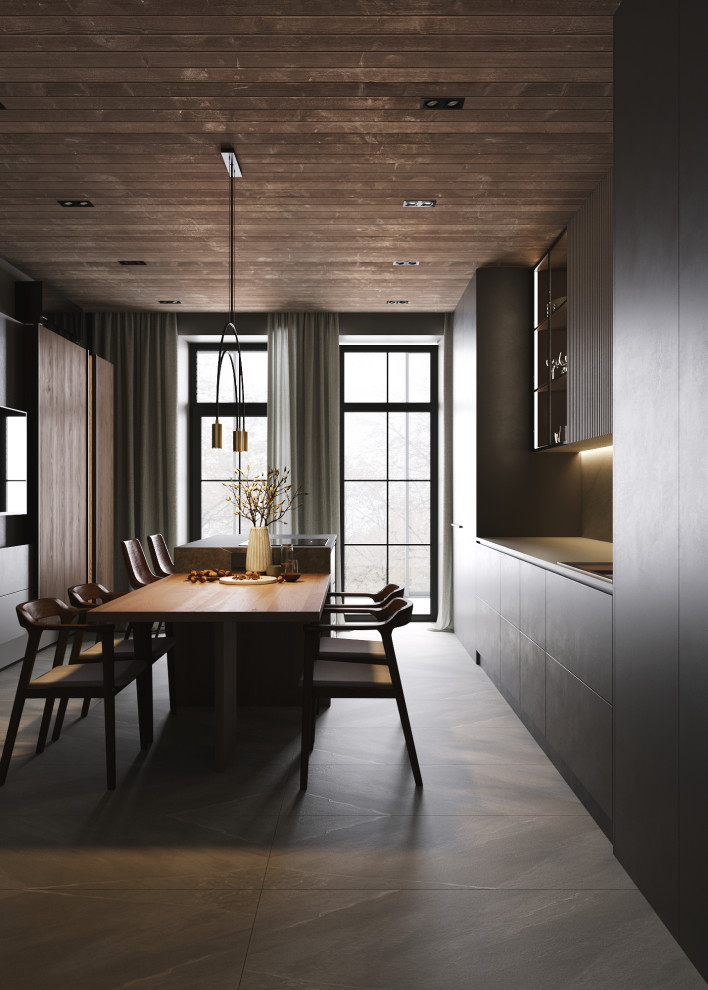 Кухня в большом доме.