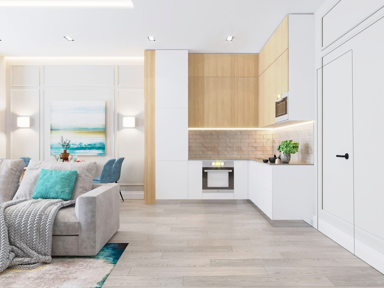 Светлый современный дизайн квартиры для молодой семьи