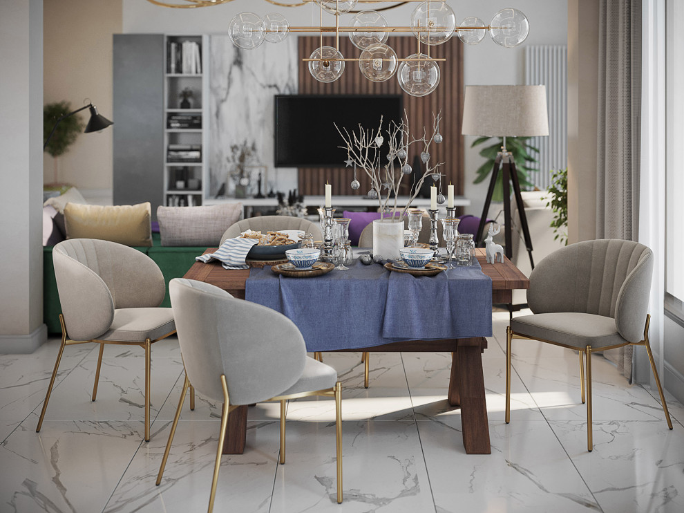 Пространство первого этажа. Столовая