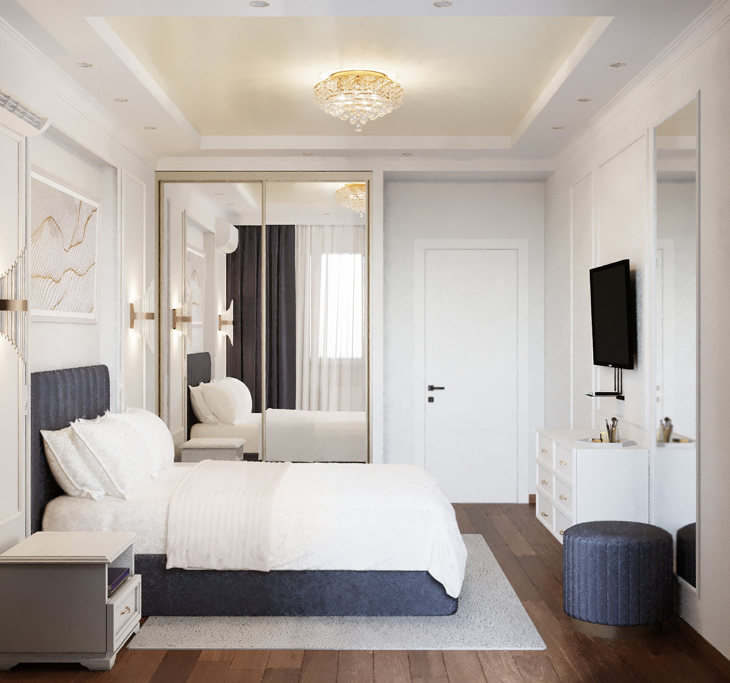 Спальня 16 кв. м.  в стиле неоклассика в ЖК Пирогово