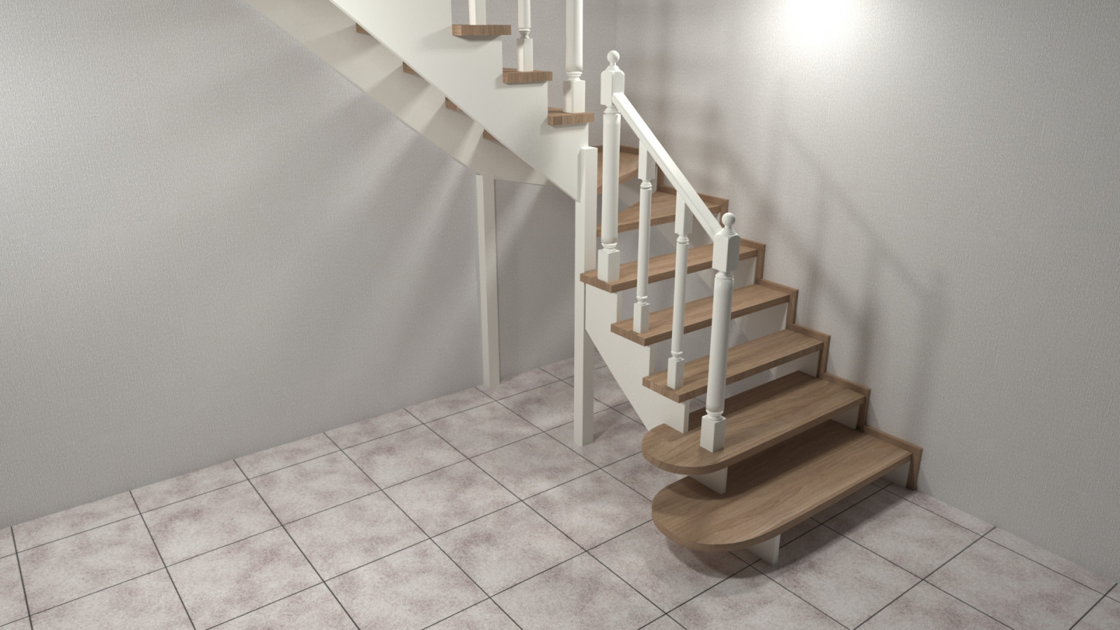 Обложка проекта: Современная забежная деревянная лестница