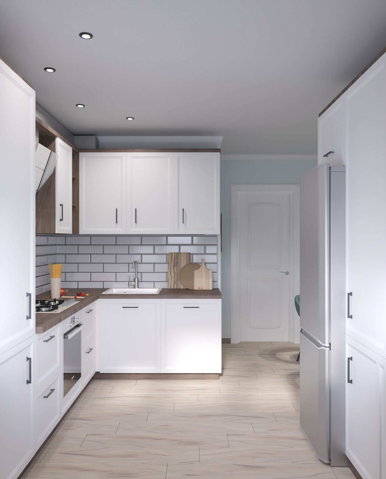 Проект светлой кухни в ЖК Чапаева