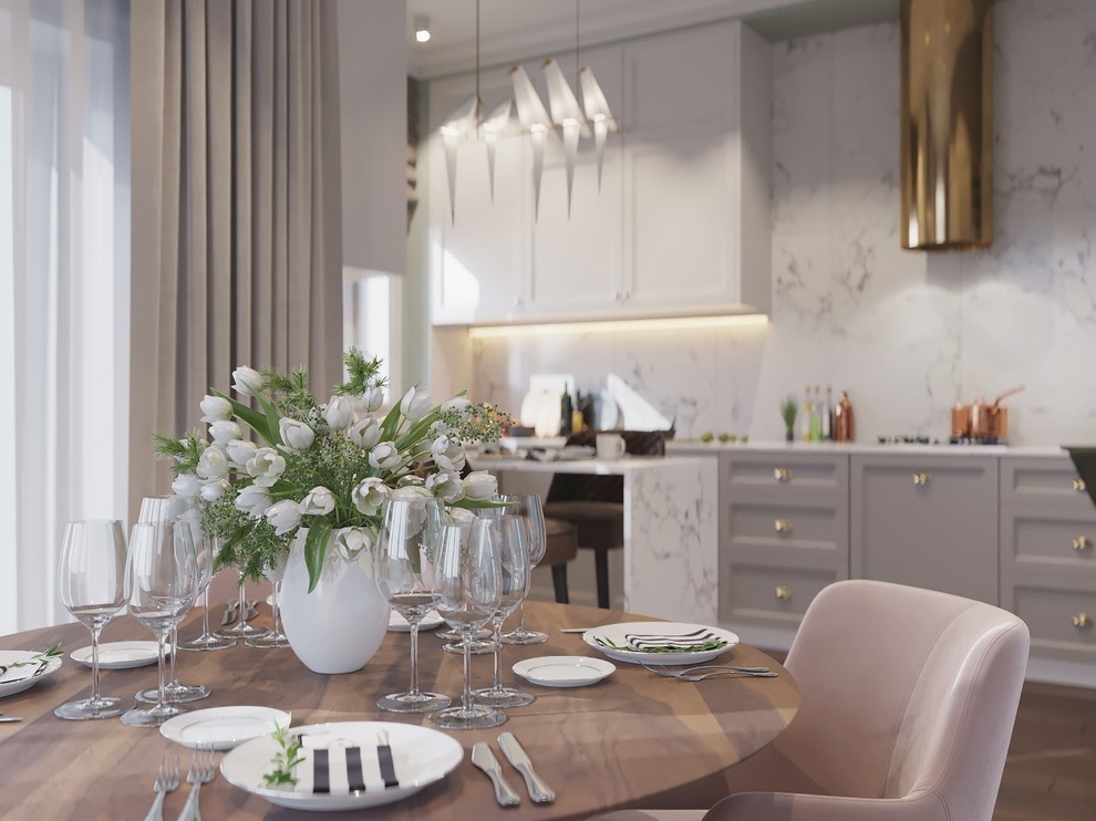 Кухня - столовая в частном доме в Подмосковье