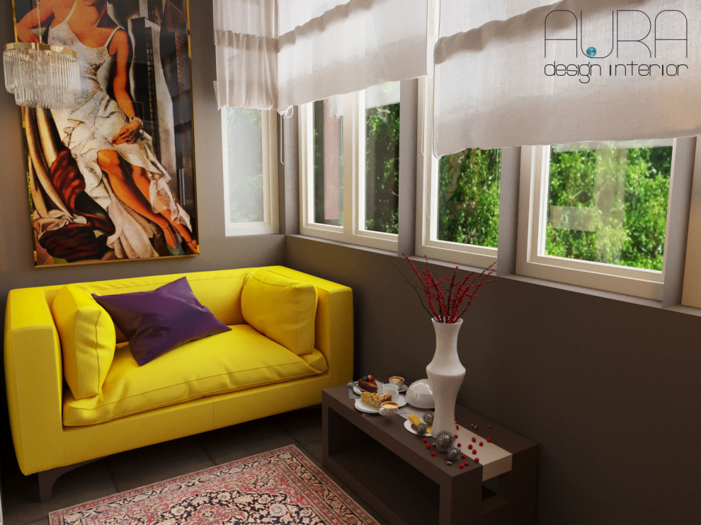 Дизайн квартиры, лоджия в темных тонах