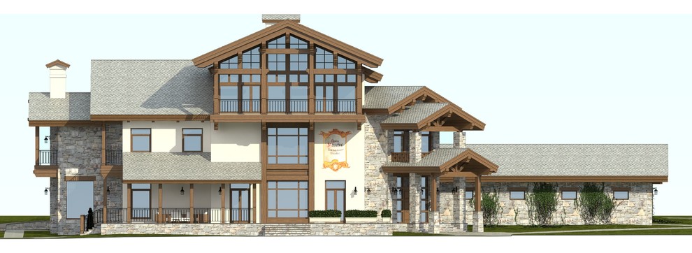 Частное шале с витражом в мансарде