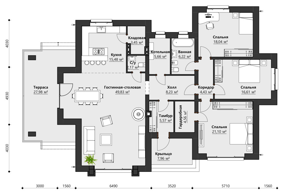 Проект одноэтажного дома с. Отрадное|170 м2|Воронежская обл.