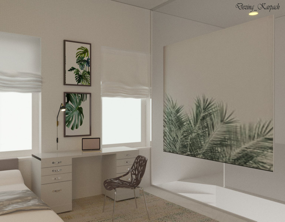 Спальня и комната  для дочки в едином пространстве