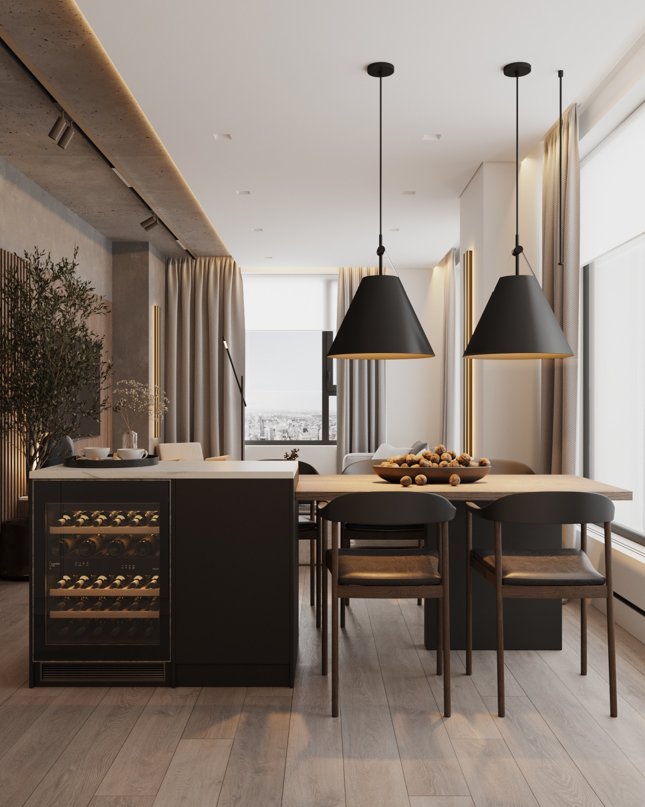 ЖК "Небо" современный интерьер в стиле минимализм 105 кв.м